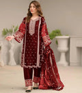 Maroon Embroidered 3-Piece Suit for Women – Unstitched Lawn/Linen Set